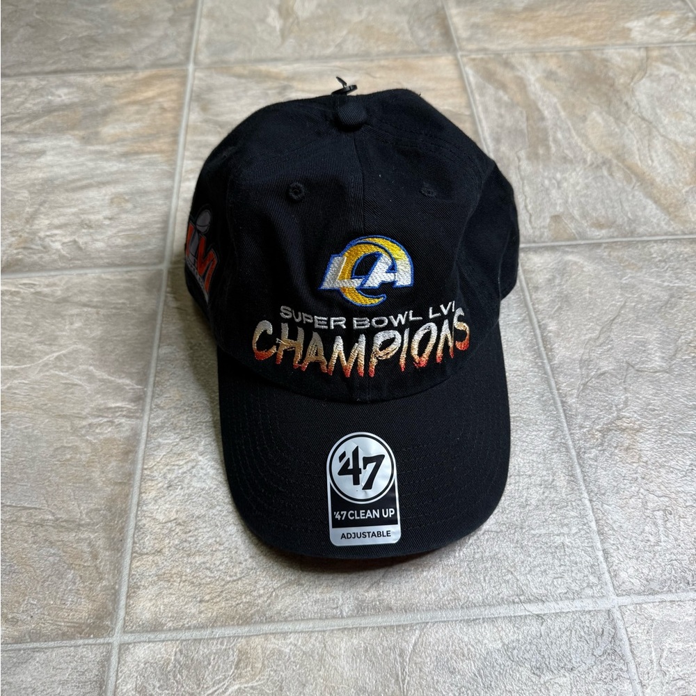 Los Angeles Rams Super Bowl Champions 47 Cleanup Hat Mens Size Adjustable Black
